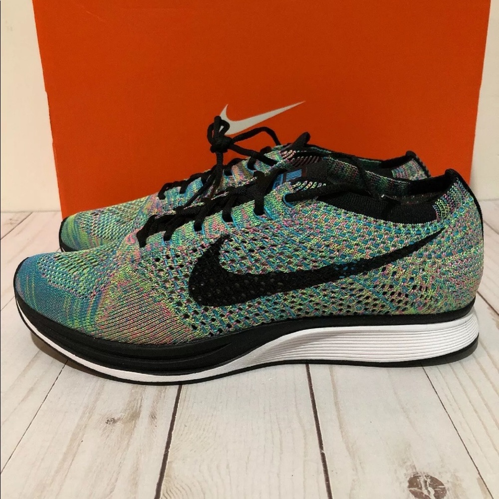 🔴SOLD🔴Nike Flyknit Racer Multi Color 2.0 Rainbow - Picture 3 of 8